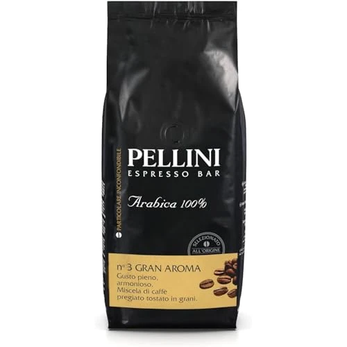 PELLINI N3 Gran Aroma Kawa Palona 100% Arabica o Pełnym i Harmonijnym Smaku, do Przygotowania Tradycyjnego Włoskiego Espresso, 1 Kg