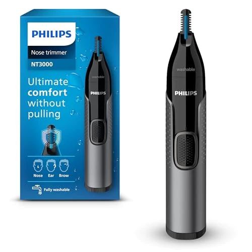 Offerta a tempo: Philips Nose Trimmer Serie 3000 Rifinitore per Peli di Naso, Orecchie e Sopracciglia (modello NT3650/16) - 42% da 22.49 € a 12.99 €