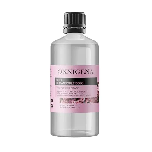 Offerta a tempo: Oxxigena - Olio di Mandorle Dolci Naturale e Puro al 100%, Confezione da 1 L, Estratto a Freddo, Ideale per Massaggi Corpo, come Idratante e Struccante per la Pelle Secca e per i Capelli Crespi - 0.00% da 19.90 € a 19.90 €