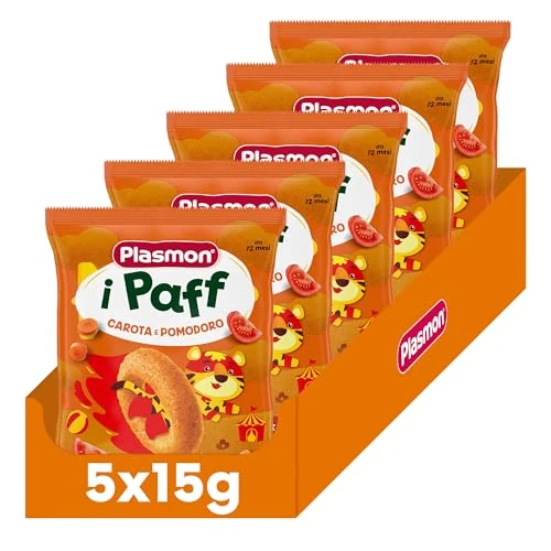 Offerta a tempo: Plasmon Paff Carota e Pomodoro 15g (5 Pezzi) - 57% da 7.23 € a 3.09 €