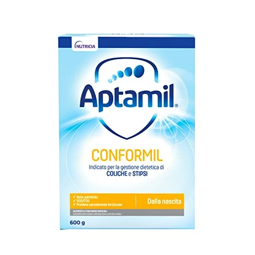 Offerta a tempo: APTAMIL CONFORMIL - Latte indicato per Coliche e Stipsi dei Neonati, In Polvere, Latte a Fini Medici Speciali - Confezione Da 600 Grammi (2 Buste Da 300g) - 0.00% da 24.35 € a 24.35 €
