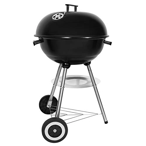 Zeitlich begrenztes Angebot: SunJas Holzkohlegrill, tragbar, rund, Deckel, Doppelräder, Grill auf Standfuß, φ 41 cm, Höhe 70 cm, Schwarz von 36.99 € auf 36.99 € (0.00% Rabatt)
