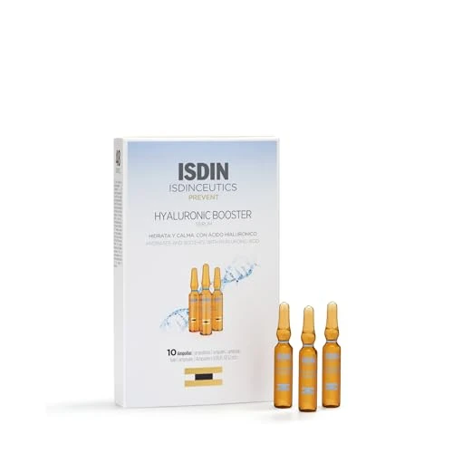 ISDIN Isdinceutics Hyaluronic Booster, Sérum Facial con Ácido Hialurónico que Hidrata y Calma la Piel, 10 ampollas