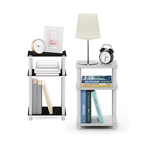 Oferta ograniczona: Furinno Tylko 3-poziomowy stół obrotowy typu Turn N-Tube, stolik pomocniczy, stolik nocny, biały z białą rurką, 2-pak z 140.68 EUR na 140.68 EUR (znizka 0%)