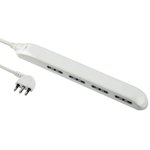 Electraline Super Slim Space-Saving Multipurpose 23 mm, 4 Bivalent Seater 10/16A, 90 ° 16A Plug, 1.5 M Cable, White, 61910