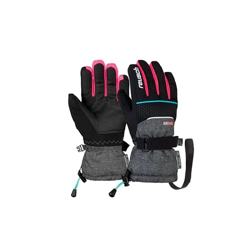Reusch Dziecięce rękawiczki Connor R-TEX XT Junior dla dzieci, czarny/czarny Mel. / Knock. różowy, 4