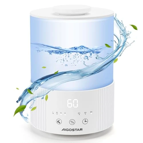 Oferta limitada: Aigostar Humidificador de aire 2.5L con Función de Difusor de Aceites Esenciales, 3 Niveles de Nebulización, Temporizador de 8H, Apagado Automático y Luz LED 7 Colores de 34.99 EUR a 33.99 EUR (ahorro 3%)