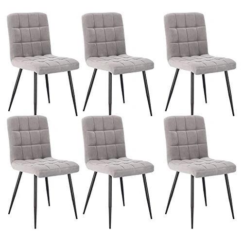 Oferta limitada: Lestarain 6X Sillas de Comedor Silla de Salón Dining Chairs Tapizadas Sillas de Cocina Nórdicas Asiento de Terciopelo Silla Bar Metal Silla de Oficina Gris Claro de 279.99 € a 279.99 € (ahorro 0.00%)