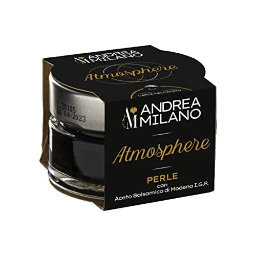 Offerta a tempo: Andrea Milano, Perle di Aceto Atmosphere, Sfere all' Aceto Balsamico di Modena IGP dal Profumo Intenso per Accompagnare i Tuoi Piatti, Ideali su Bruschette, Carpaccio e Mozzarella, Made in Italy, 50 g - 0.00% da 9.99 € a 9.99 €