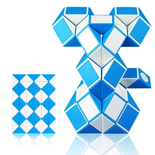 EACHHAHA Magic Snake Puzzles Serpiente mágica 48 Secciones-Juguetes educativos antiestrés-Regalos cumpleaños niños Colegio(Gran Azul y Blanco*1)