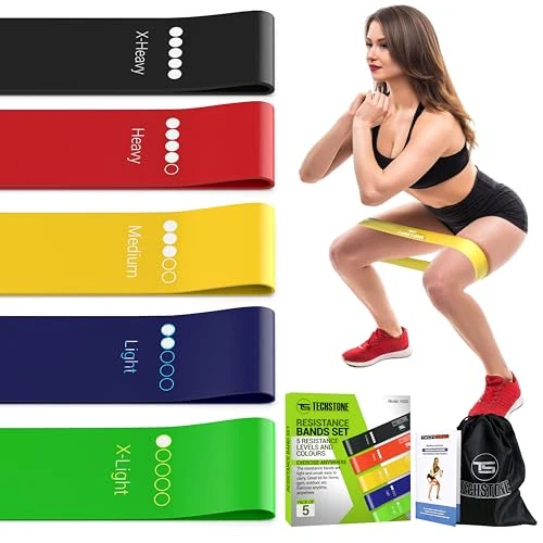 Offerta a tempo: TechStone Set di fasce di resistenza per uomini e donne, pacchetto di 5 diversi livelli di resistenza Banda elastica per l'allenamento Allenamento sportivo Attrezzature per il fitness per allenamento - 0.00% da 9.99 € a 9.99 €