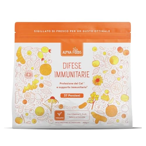 Defensas Inmunitarias | 450 g en Polvo | Multivitaminas para la Defensa Inmunitaria | Vitamina C, D y K2, Quercetina, Cúrcuma, Selenio, y Equinácea | Ayuda al Sistema Inmunitario | Alpha Foods
