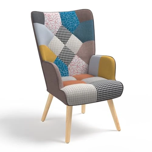 Offre limitée : IDMarket - Fauteuil scandinave Ivar en Tissu Patchwork Multicouleurs de 99.99 EUR à 79.99 EUR (remise 20%)