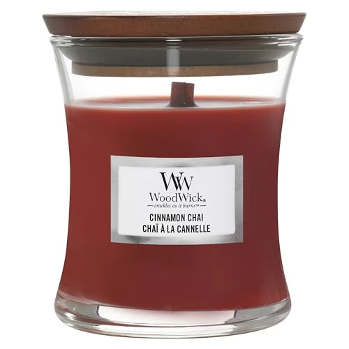 Limited offer: WoodWick Medium Scented Candle in Hourglass Jar with Crackling Wick | Cinnamon Chai | Burn Time up to 20 Hours from 12.90 EUR to 10.29 EUR (save 20%)