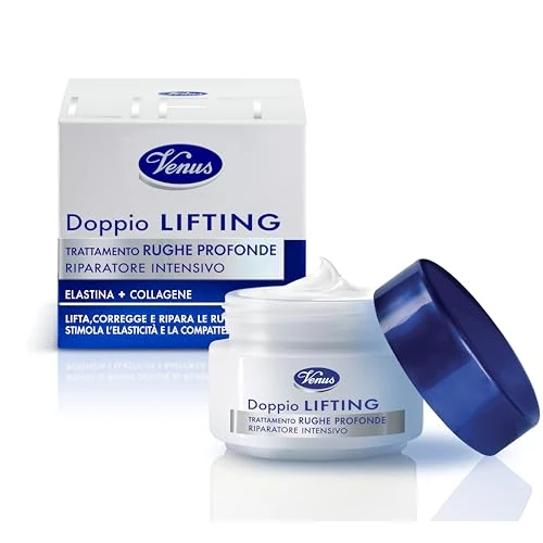 Offerta a tempo: Venus, Doppio Lifting Trattamento Rughe Profonde, Riparatore Intensivo con Elastina e Collagene, Riduce le Rughe e Rassoda la Pelle, Stimolando l'Elasticità, 50 ml, Clinicamente Testato - 0.00% da 8.94 € a 8.94 €
