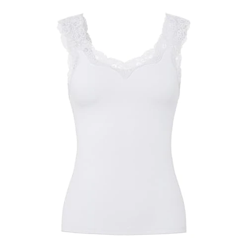 PIECES Pcbarbera Lace Top Noos Débardeur, Blanc Éclatant, M Femmes