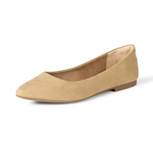 Zeitlich begrenztes Angebot: Amazon Essentials Damen Ballerinas mit spitzem Zehenbereich, beigefarbenes Microsuede, 40 EU von 28.90 € auf 16.39 € (43% Rabatt)