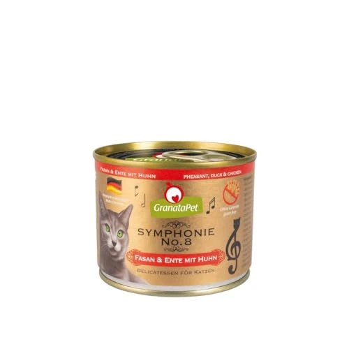 Zeitlich begrenztes Angebot: GranataPet Symphonie No. 8 Fasan & Ente mit Huhn, Katzenfutter ohne Getreide & Zuckerzusätze, Filet in natürlichem Gelee, delikates Nassfutter für Katzen, 6 x 200 g von 14.94 € auf 13.99 € (6% Rabatt)