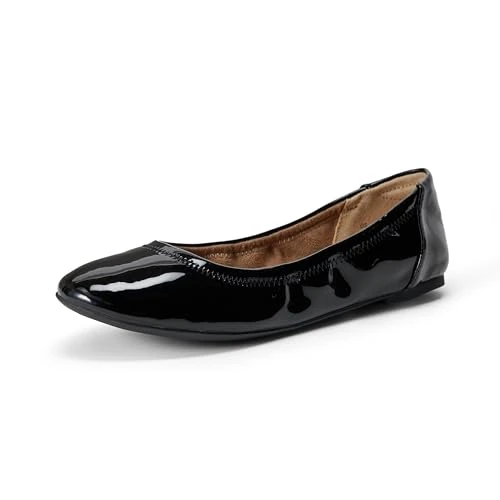 Amazon Essentials Women's Belice Ballet Flat, Black Patent, 5.5 UK Wide
