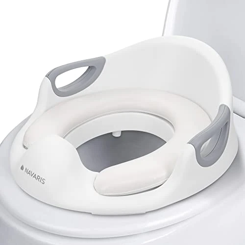 Limited offer: Navaris Potty Training Toilet Seat - Trainer Insert for Toddlers and Children with Padding, Handles, Backrest, Splash Guard, Size Adjust - White from 41.99 EUR to 24.99 EUR (save 40%)