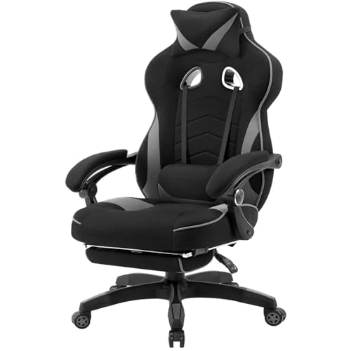 Oferta limitada: WOLTU Silla Gaming en Tela Transpirable, Ergonómica Silla Gamer con Reposapiés, Sillón Giratorio Videojuegos, Silla Oficina con Asiento Ancho y Cómodo para Personas Grandes, Negro+Gris de 164.99 EUR a 159.99 EUR (ahorro 3%)