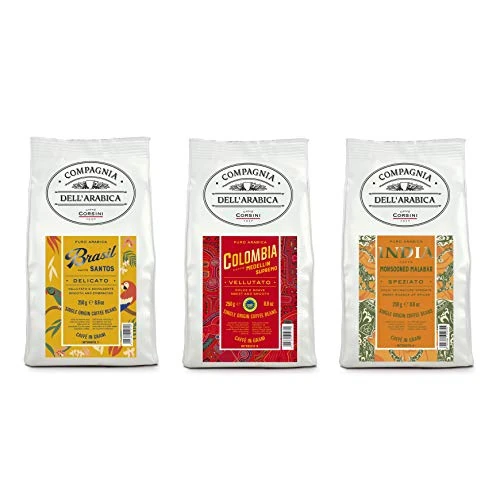 Tijdelijke aanbieding: Caffè Corsini - Koffiebonen 3x250g Compagnia Dell'Arabica Mix Brazilië/Colombia/India, Single Origin, 750g Totaal van 23.88 € naar 23.88 € (0.00% korting)
