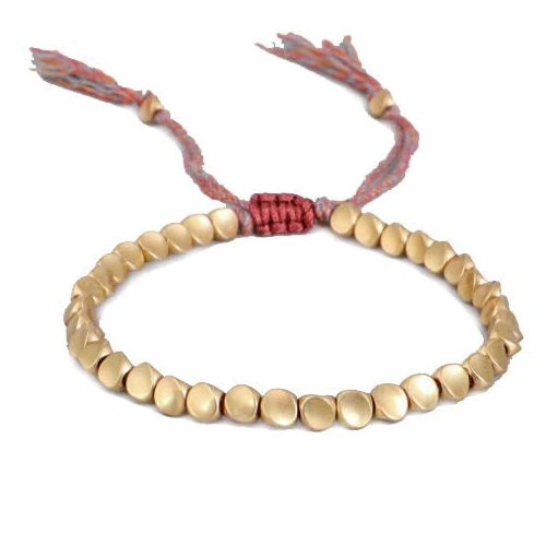 Pulsera de cuentas de cobre tibetano – GOODCHANCEK hecha a mano budista pulsera ajustable de cuerda de la suerte para mujeres y hombres