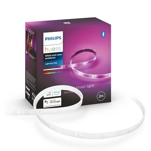Oferta limitada: Philips Hue - Tira Led inteligente 2m, luces inteligentes con Bluetooth, Luz Blanca y luces de colores, Compatible con Alexa y Google Home (incl. alimentador) [Clase de eficiencia energética G] de 59.99 EUR a 46.13 EUR (ahorro 23%)