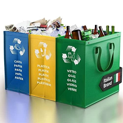 Offerta a tempo: PTMS® Borse Raccolta Differenziata - 3 Bidoni per Carta, Plastica e Vetro - 0.00% da 19.99 € a 19.99 €