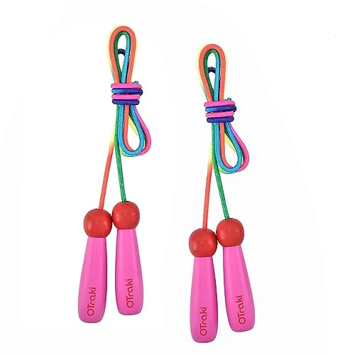Offerta a tempo: OTraki 2 Pezzi Corda per Saltare per Bambini,2.5M Regolabile Jump Rope,Salto Corda in Cotone con Manico in Legno Naturale,Skipping Rope per Ragazzo Ragazza Fitness Allenamento Esercizio - 0.00% da 12.28 € a 12.28 €