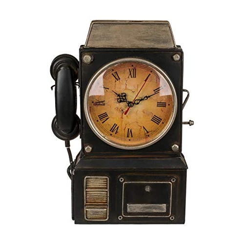 Porte-clés en métal, téléphone avec Horloge, Multicolore, env. 26 x 35,5 cm.