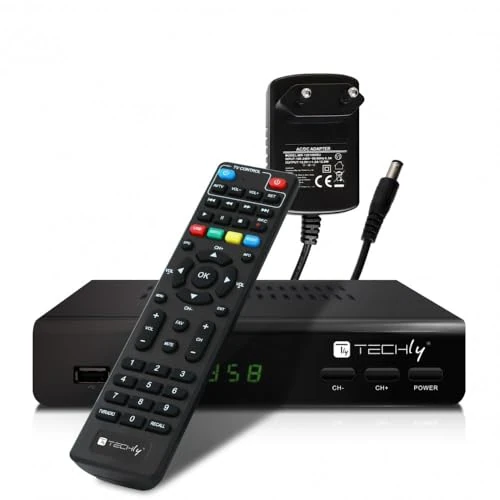 Offre limitée : Techly 360974 décodeur récepteur numérique terrestre DVB-T/T2 H.265 HEVC 10 bits métal avec télécommande universelle 2 en 1 avec alimentation 12 V Noir de 37.80 € à 37.80 € (0.00% de remise)