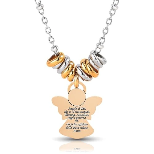 Limited-time offer: SAGA GIOIELLI Women's Necklace Four Leaf Clover Tree of Life Family Guardian Angel Ladybug Horn Steel Gift Box, m, Alloy Steel, No Stones from 14.46 £ to 14.46 £ (save 0.00%)