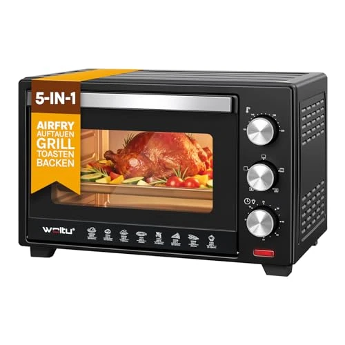 Offerta a tempo: WOLTU Fornetto Elettrico con Capacità di 28L, Mini Forno da 1600W, Temperatura 100-230°C, Timer 0-60min, 3 Modalità di Cottura, con Doppio Vetro, Accessori Inclusi, Nero - 5% da 89.99 € a 85.49 €
