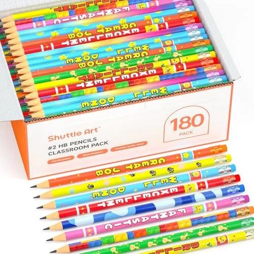 Limited-time offer: Shuttle Art HB Pencils with Rubbers, 180 Pack with 12 Assorted Designs from 19.99 £ to 19.99 £ (save 0.00%)