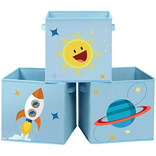 Zeitlich begrenztes Angebot: SONGMICS Aufbewahrungsbox, 3er Set, Spielzeug-Organizer, 30 x 30 x 30 cm, Faltbox, Stoffbox mit Griffen, für Kinderzimmer, Spielzimmer, mit Weltall-Motiven, blau RFB001B03 von 22.99 € auf 21.99 € (4% Rabatt)