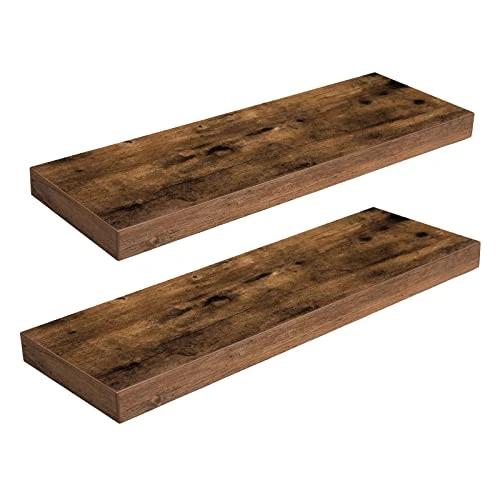 Offre limitée : HOOBRO Étagères Murales, Lot de 2, Tablettes Flottantes, Suspendues, avec Supports Cachés, Longueur 60 cm, pour Salle de Bain, Chambre, Toilettes, Cuisine, Bureau, Salon, Marron Rustique EBF60BJ01 de 46.99 € à 46.99 € (0.00% de remise)