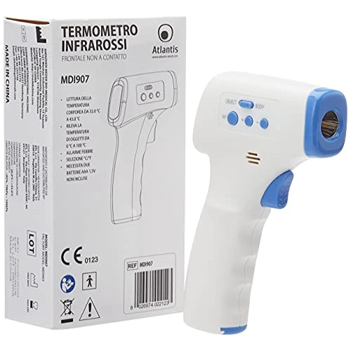 Zeitlich begrenztes Angebot: Infrarot-Thermometer MDI907 berührungsloser Frontbereich Körpertemperatur 32 °C bis 42,9 °C Gerät 0123 Registriert Ministerium Gesundheit Display LCD Temperatur Objekte von 36.03 € auf 36.03 € (0.00% Rabatt)