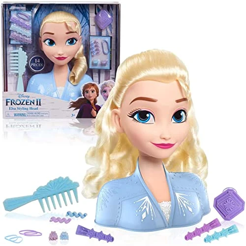 JP Disney Styling Frozen 2 Elsa Styling Head, Dolls and Accessories, Pretend Play, Gifts for Kids 3 and Up, 20x15x10 cm