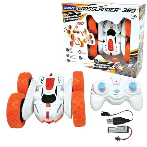 LEXIBOOK, Crosslander® 360, Coche Todoterreno teledirigido, hasta 12 km/h, Efectos Luminosos, rotación de Las Ruedas de 360°, Acrobacias locas, Mando a Distancia de muñeca, Recargable, RC20