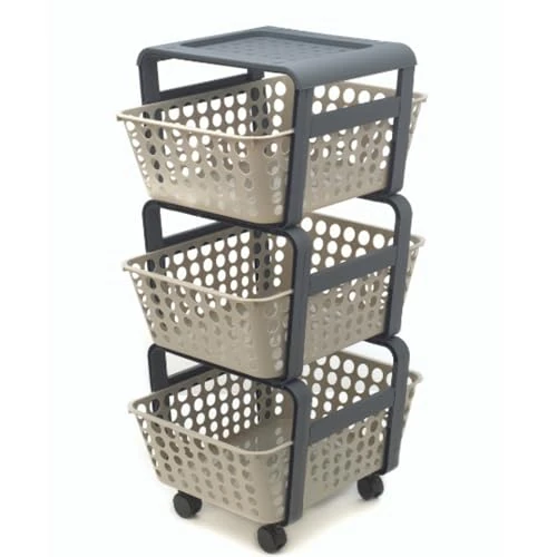 Ecoplast Beistellwagen aus Kunststoff mit Rädern MODULA Tortora