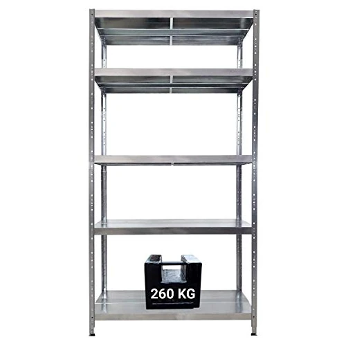 Offerta a tempo: GRIMA Scaffale in metallo zincato con 5 ripiani regolabili - 120x40x195 cm (260 kg per ripiano, totale 1300Kg) Scaffali in metallo per garage, dispensa e officina con sistema ad incastro - 0.00% da 121.80 € a 121.80 €