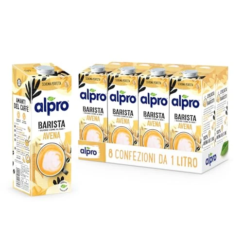 Alpro Bebida Vegetal de Avena Barista - Adecuado para el café -Pack de 8 x 1L