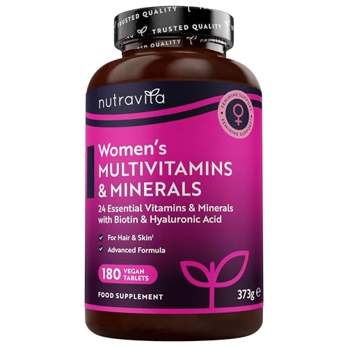 Oferta limitada: Nutravita Multivitaminas y Minerales Veganas Para Mujer - 24 Vitaminas y Minerales Activos Esenciales que Incluyen Biotina y Ácido Hialurónico - 180 Tabletas Veganas de 21.99 EUR a 18.69 EUR (ahorro 15%)
