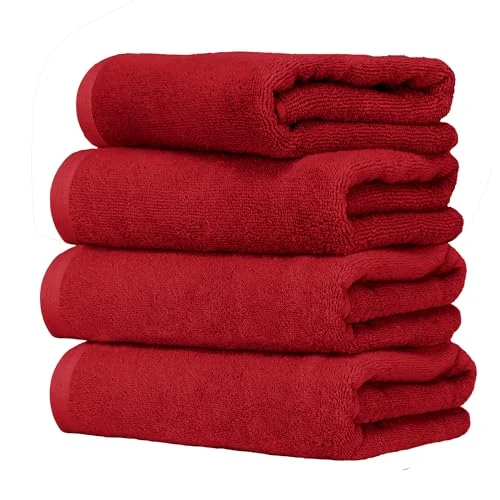 Ruggeri - Set mit 4 Gästehandtüchern 40 x 50 cm - 100% reine Baumwolle, extra weich - Kollektion Let's Color! (Rot)