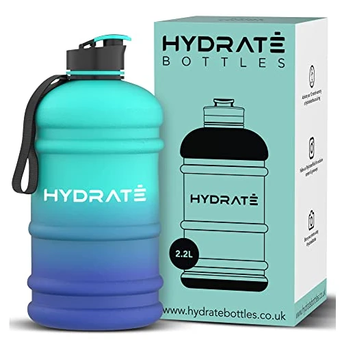HYDRATE - Borraccia XL da 2,2 litri, senza BPA, con tappo a ribalta, ideale per la palestra – opzioni di colore (2,2 litri, blu laguna)