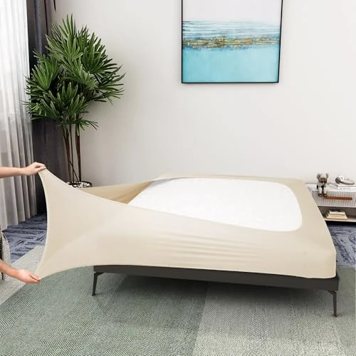 Limited-time offer: ALYVIA SPRING Bed Skirt, Queen/Queen XL, Beige, Microfiber & Spandex, 4 Sides Box Spring Cover from 20.82 £ to 20.82 £ (save 0.00%)