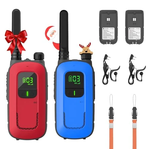 Offerta a tempo: Radioddity PR-T3 Walkie Talkie Bambini Ricaricabile Walkie-Talkie a Lungo Raggio per 3-12 Anni Con 16 Canali PMR Senza Licenza, Ricarica USB, Cuffia per Campeggio e Escursionismo (Rosso/Blu) - 37% da 31.98 € a 19.99 €