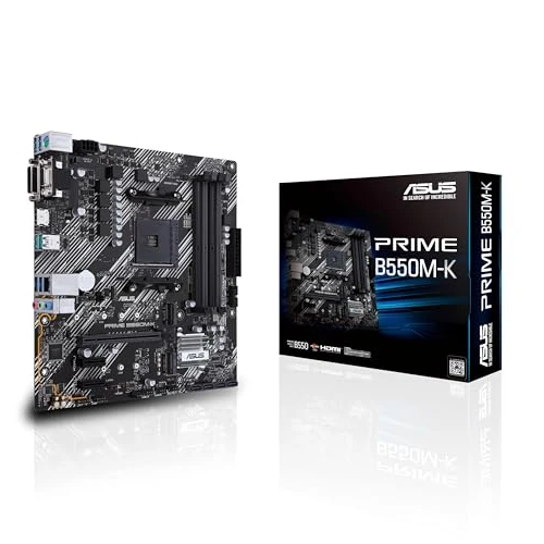 Limited-time offer: ASUS Prime B550M-K AMD B550 (Ryzen AM4), dual M.2, PCIe 4.0, DDR4 4400, 1 Gb Ethernet, HDMI/D-Sub/DVI, USB 3.2 Gen 2 Type-A, micro ATX from 134.99 GBP to 99.01 GBP (save 27%)