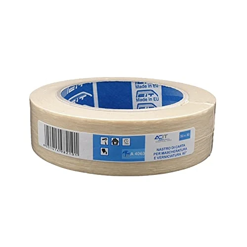 Offerta a tempo: ACIT Nastro di carta per mascheratura, verniciatura, 50m x 30mm, nastro da carrozziere, confezione singola - 48% da 5.98 € a 3.11 €